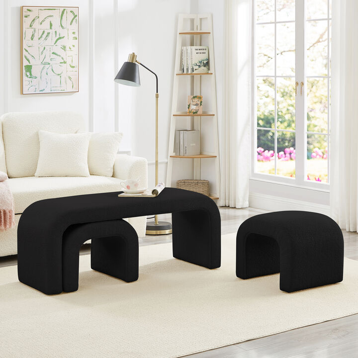 Merax Set of 3 U-Shaped Modern Bench Teddy Ottoman Bench