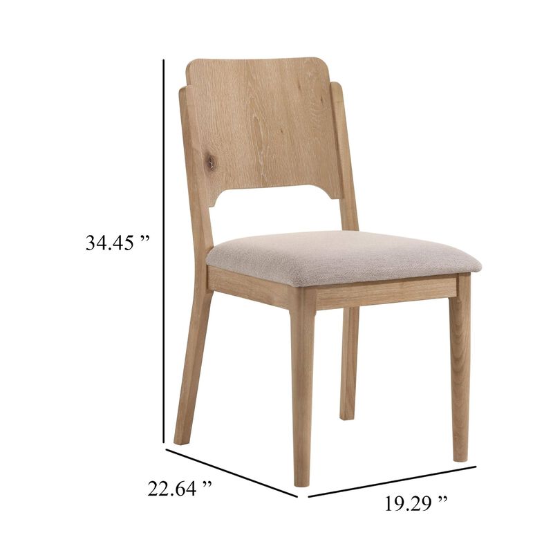 Aruk Dining Chair Set of 2, Khaki Padded Fabric Seat, Brown Wood Legs image number 5