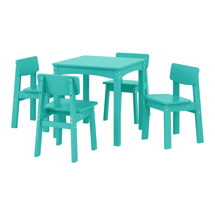 WestinTrends Kids 5-Piece Modern HDPE Dining Table and Chairs Set