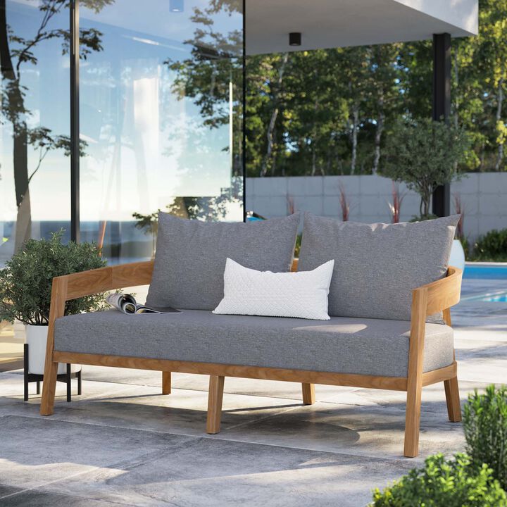 Modway - Brisbane Teak Wood Outdoor Patio Loveseat