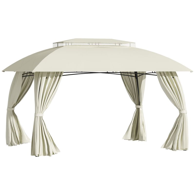 Beige Garden Structure: 13x10 Patio Gazebo with Double Vented Roof