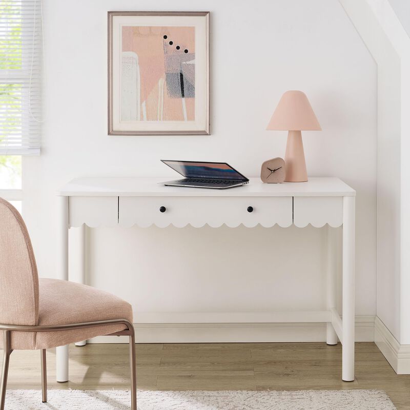 Modway Emmeline Scallop Desk in White image number 1