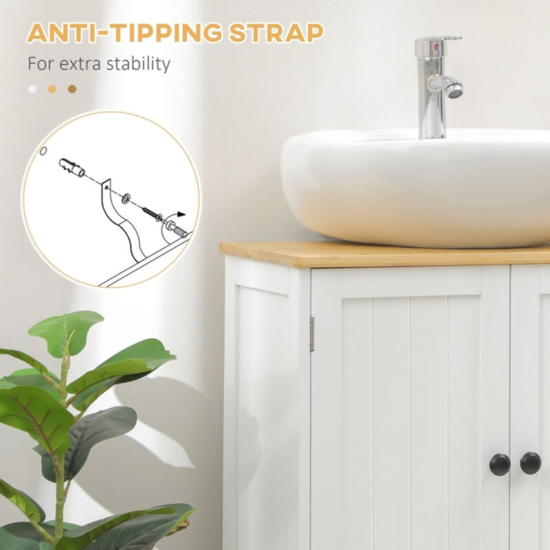 Pedestal Sink Storage Cabinet Under-Sink Organizer with Double Doors