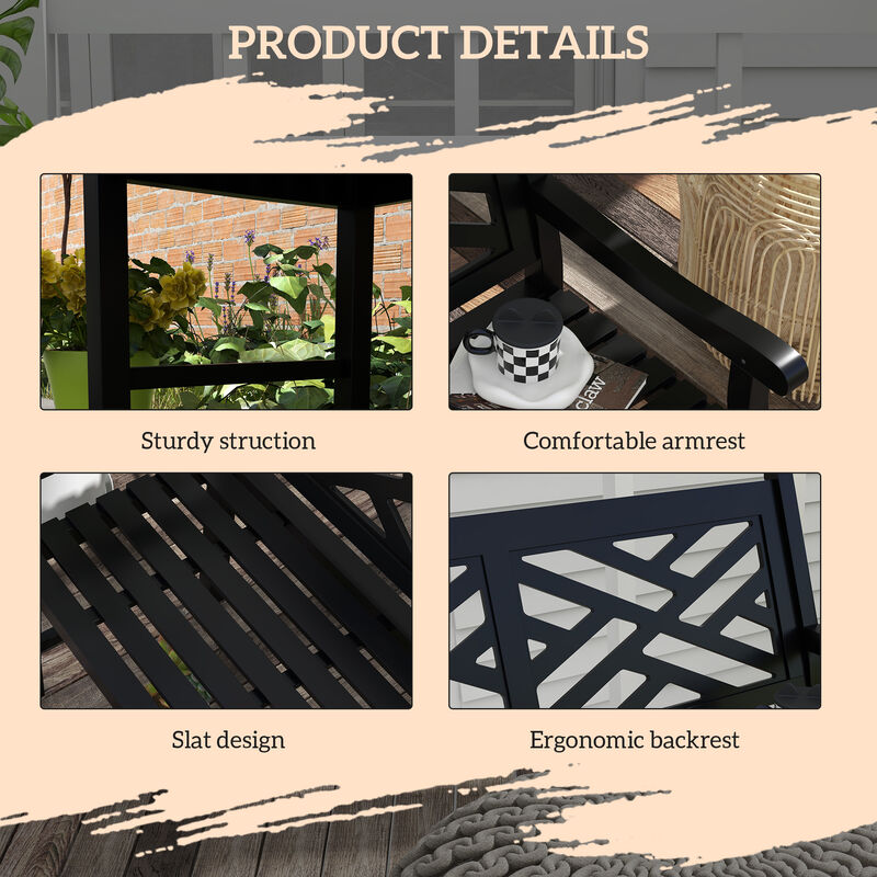Hivvago 2-Seater Patio Bench with Geometric Pattern image number 5