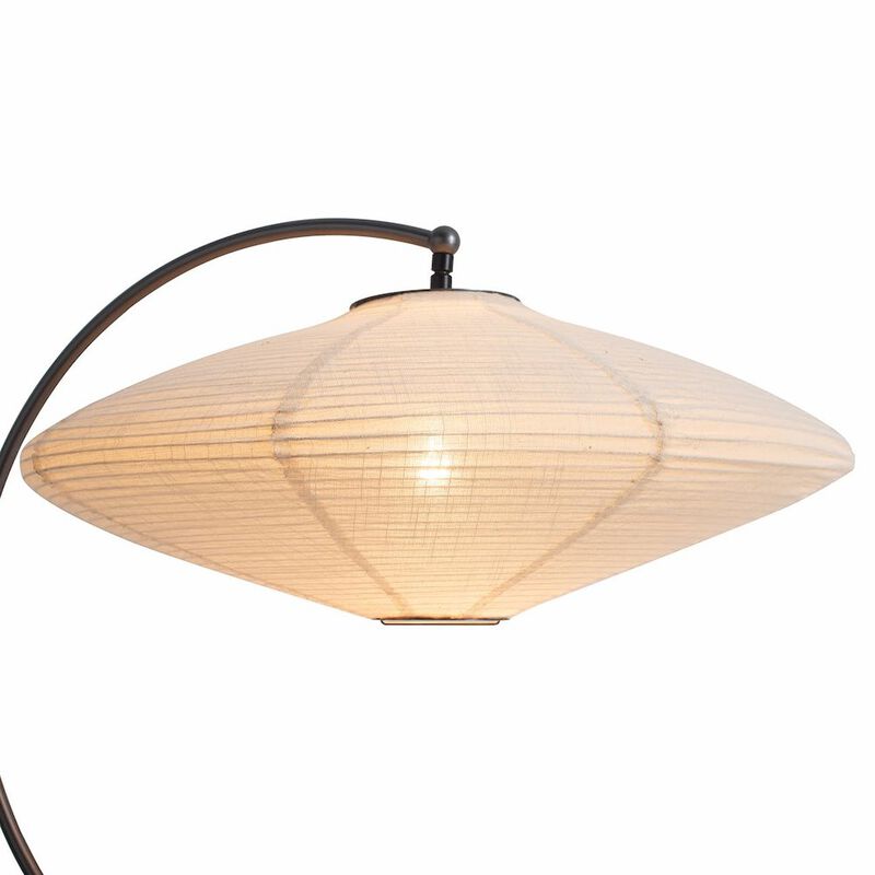 NOVA OF CALIFORNIA Roswell Table Lamp - Matte Black & Gunmetal Finish, White Linen Shade