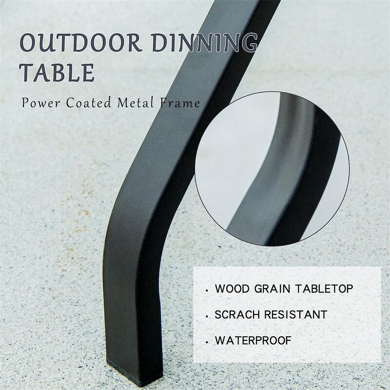 CLIHOME Outdoor Patio Dining Table,with Umbrella Hole Square Metal Garden Dining Table image number 3