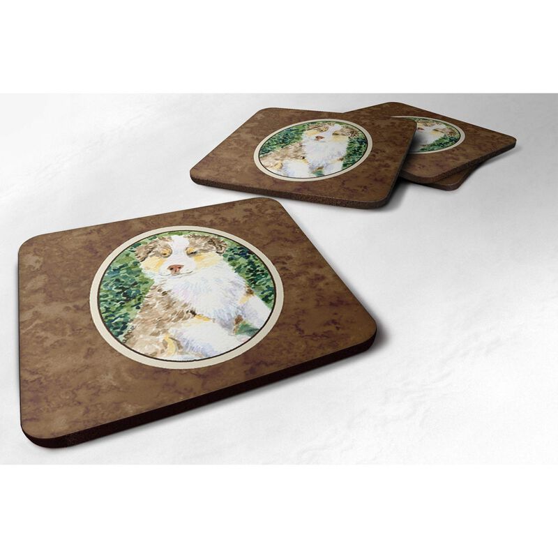 Caroline's Treasures SS8847FC Australian Shepherd Foam Coasters (Set of 4), 3.5 H x 3.5 W, Multicolor image number 0