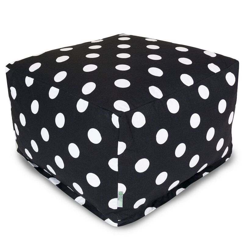 Majestic Home Goods Ottoman Pouf Polka Dot (Large) Black