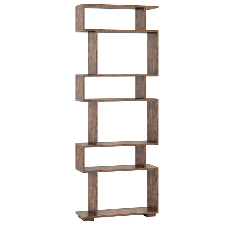 Vertical 6-Tier Bookshelf with Anti-Tipping Kits &ndash; Geometric Storage for Office