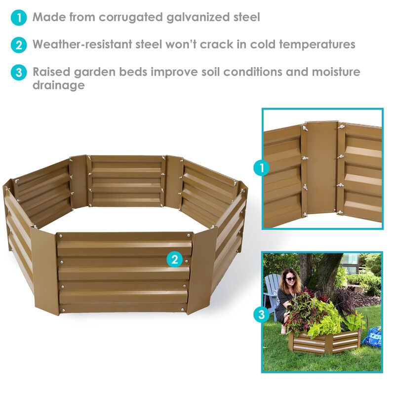 Sunnydaze Galvanized Steel Hexagon Raised Garden Bed - 40 in