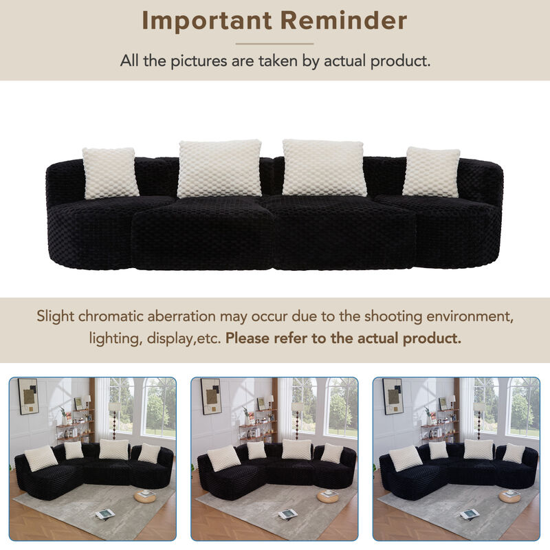 Merax Modular Sofa with Deep Seating & Bubble Velvet Upholstery &ndash; Freely Configurable Sections image number 5