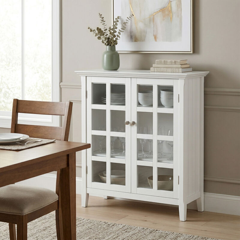 Acadian 39 inch Wide Solid Wood Transitional Storage Cabinet in White image number 2