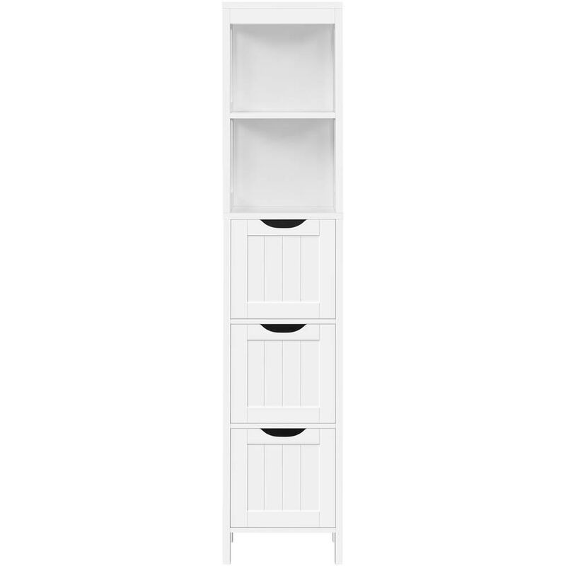 Hivvago Bathroom Cabinet Tower with 3 Storage Drawers and 2 Shelves in White Wood Finish