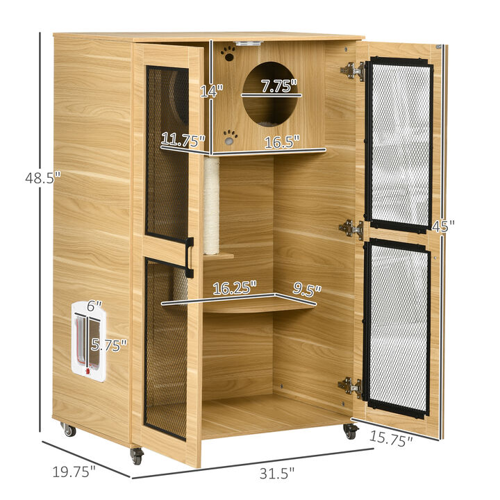 Cat Enclosure with Magnetic Front Closure and Convenient Side Door