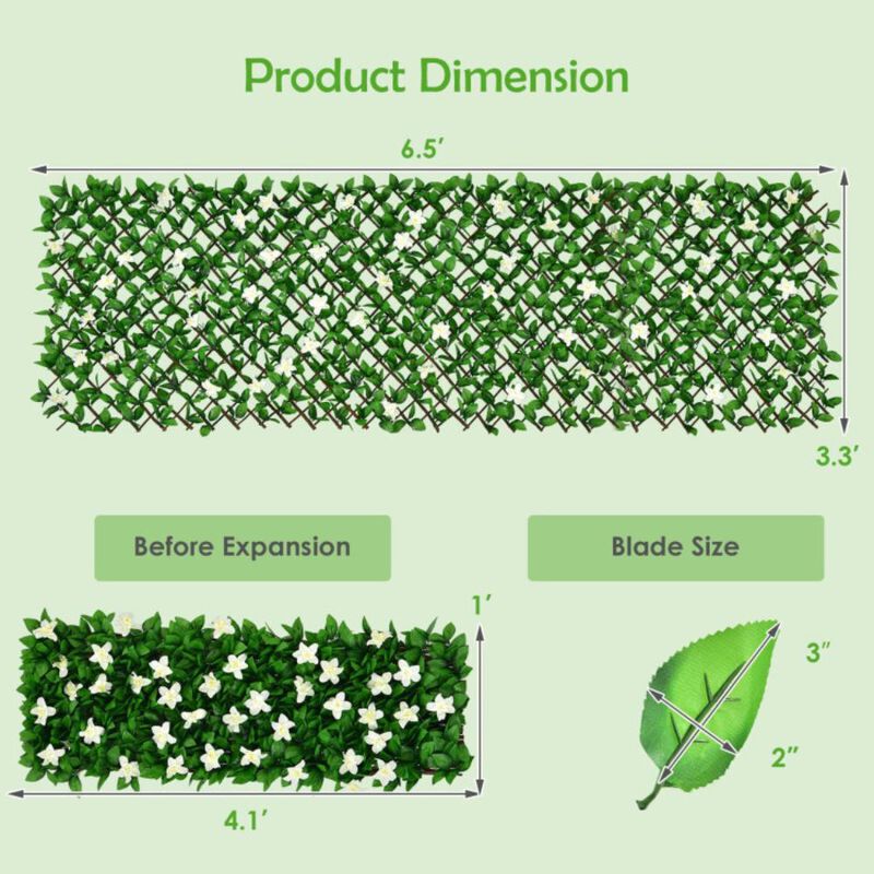 Hivvago 4 Pieces Expandable Faux Ivy Privacy Screen Fence Panel Pack with Flower