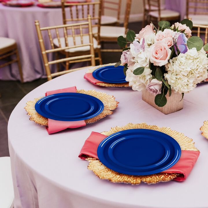 Light Blue Flat Round Plastic Dinnerware Value Set (40 Sets)
