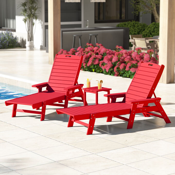 WestinTrends Poly Reclining Chaise Lounge Set With Table
