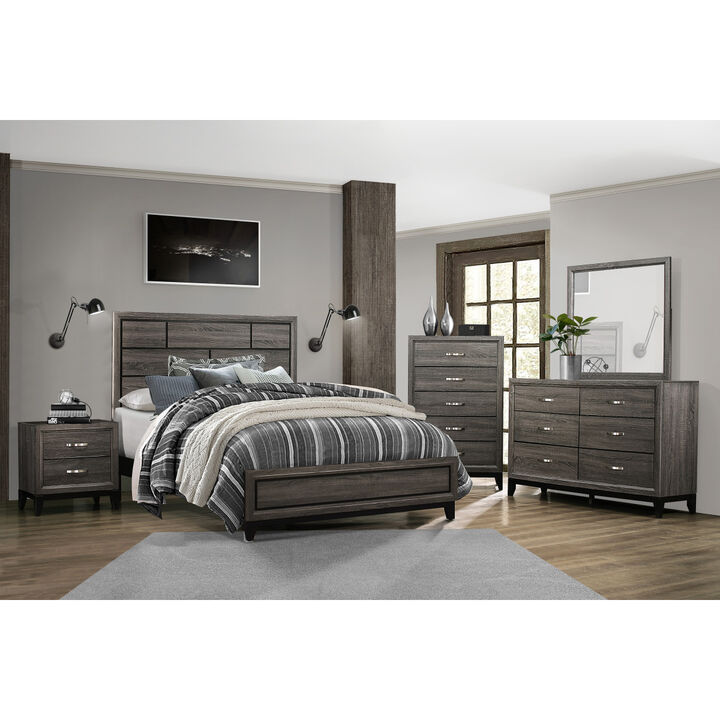 Modern Style Clean Line Design Gray Finish 1pc California King Size Bed Contemporary Bedroom Furniture