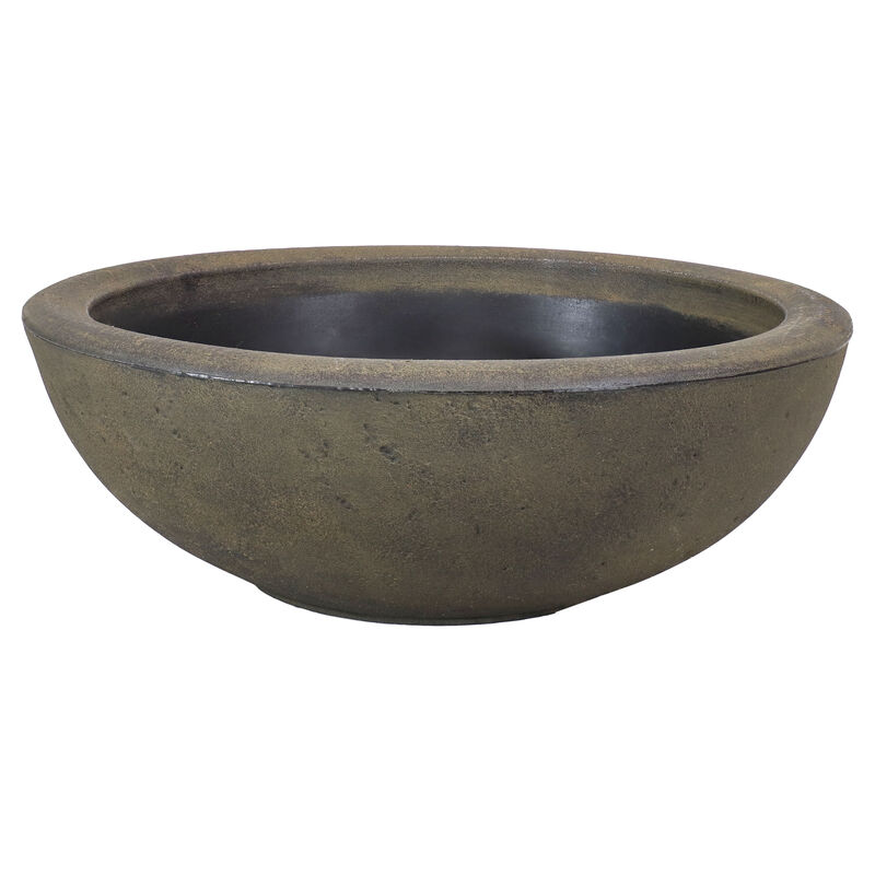 Sunnydaze Percival Round Polyresin Planter with UV-Resistance - Sable