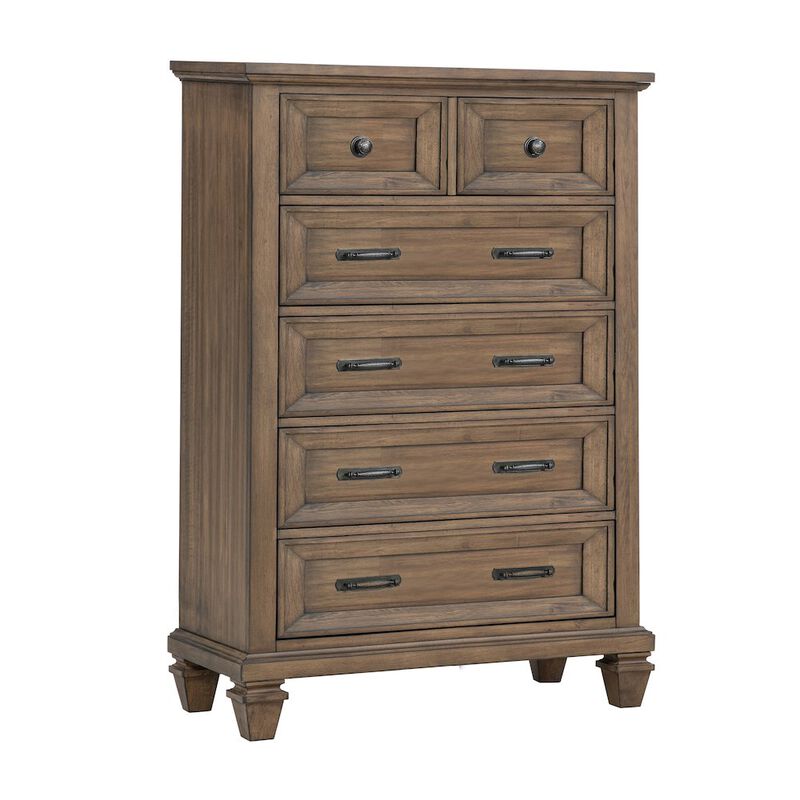 New Classic Furniture Mariana Wood 5-Drawer Chest, Vintage Mocha