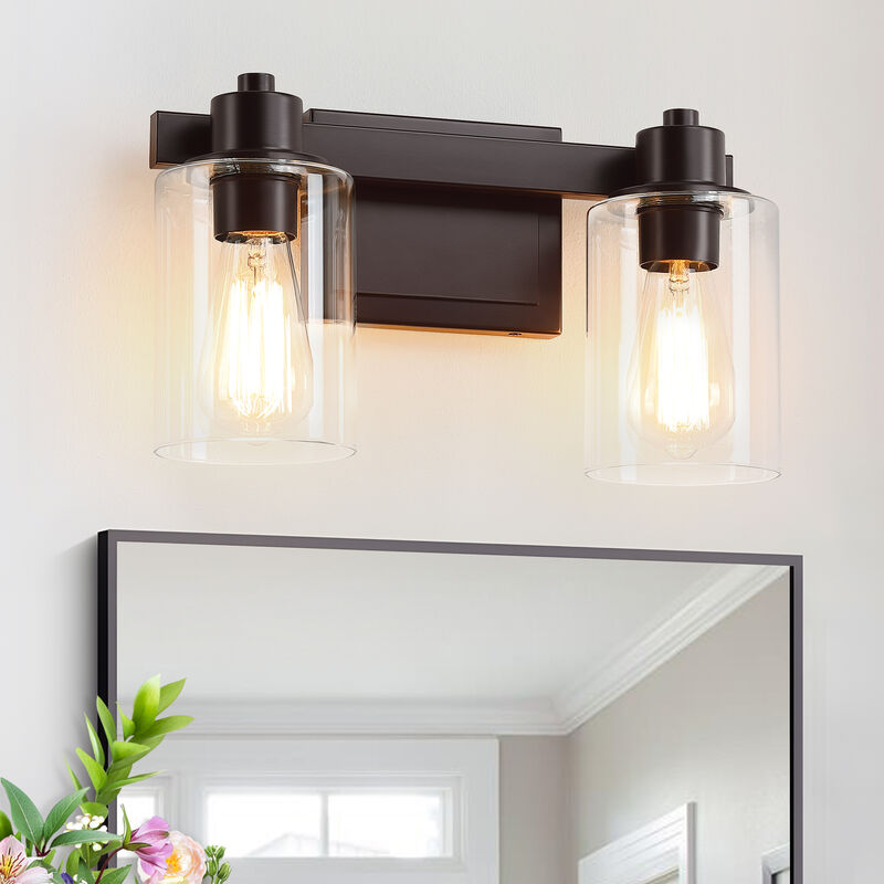 14" 2-Light Dimmable Indoor Wall Sconce with Clear Glass Shades image number 1