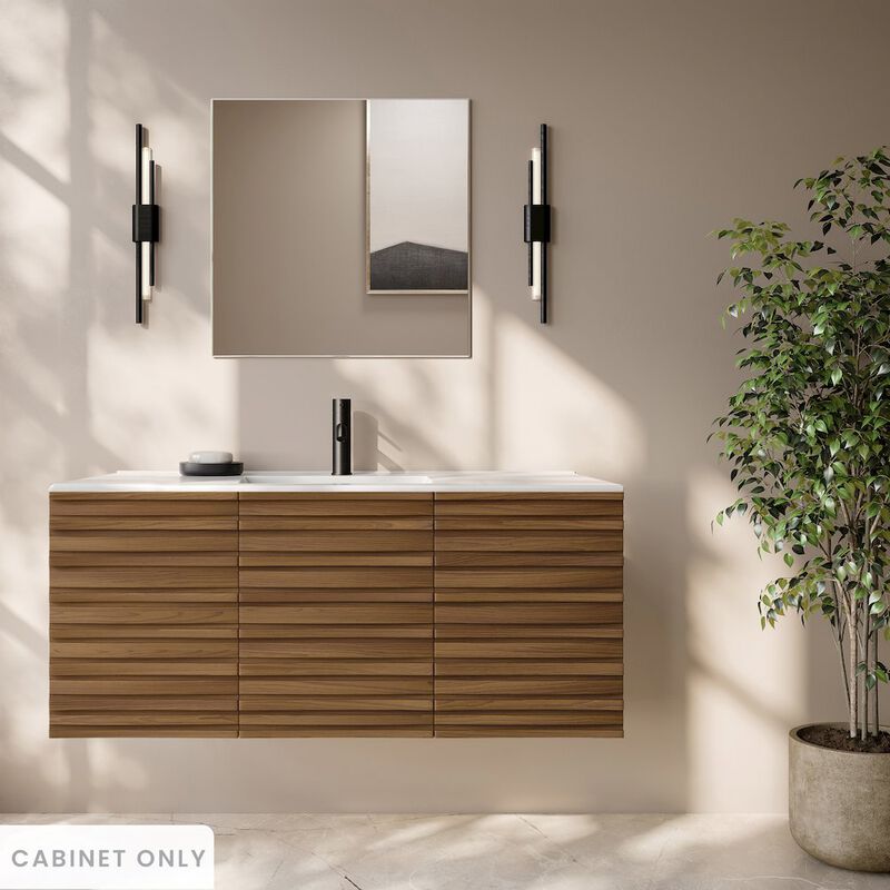 Cascade 48" Wall-Mounted Bathroom Vanity Cabinet without Top in Brown Oak image number 1