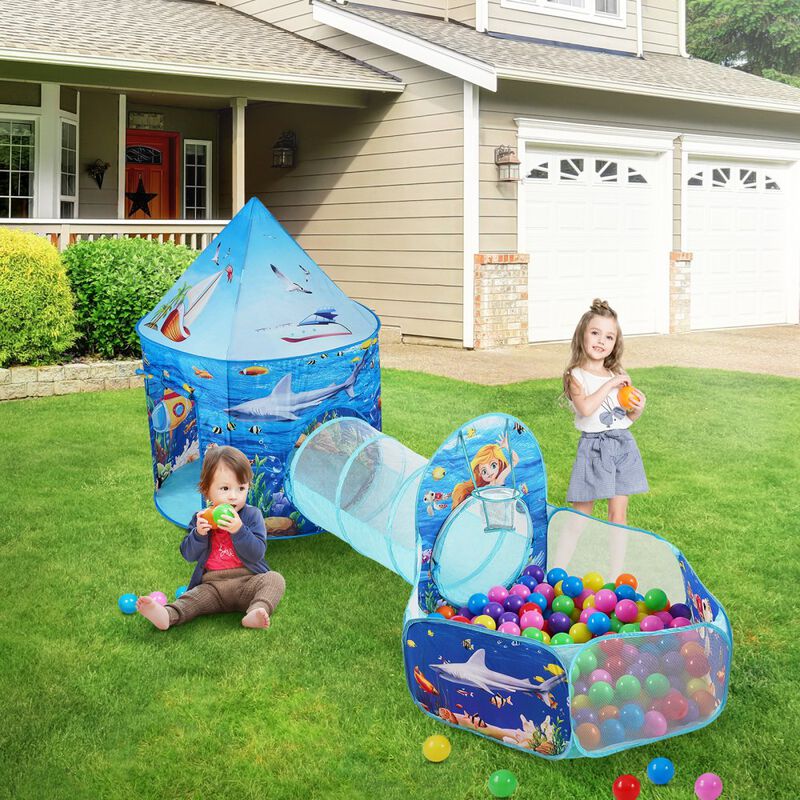 3-in-1 Toddler Play Tent Set with Tunnel, Hoop, and Carry Bag for Indoor or Outdoor