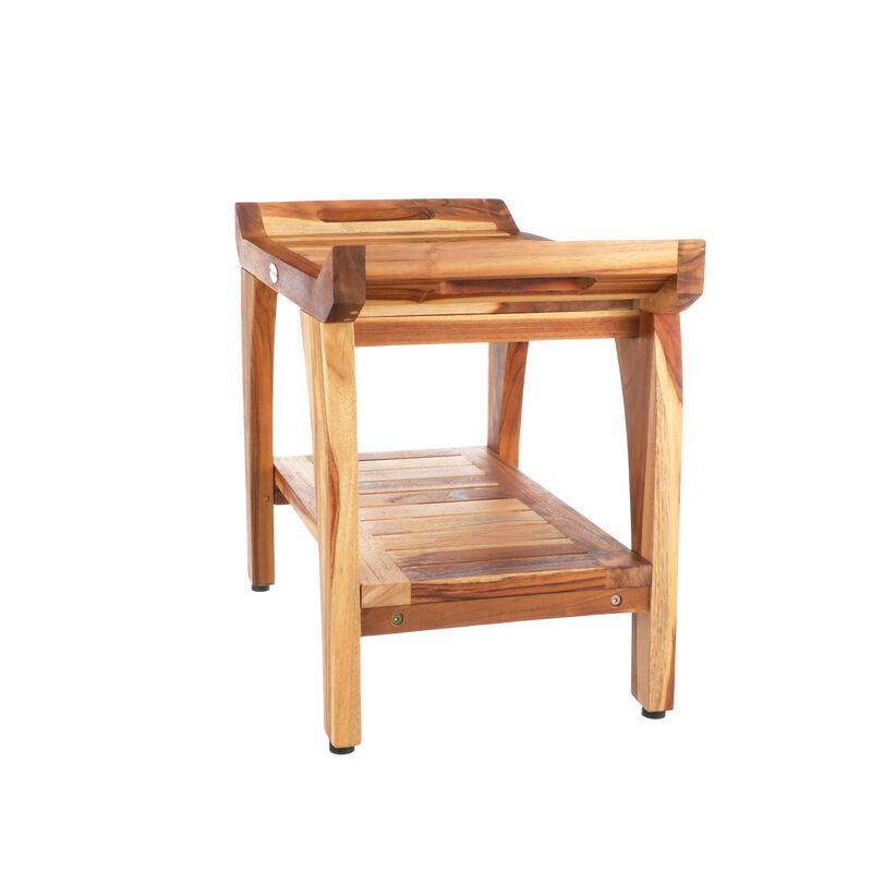 EcoDecors 24 Inch Tranquility Natural Color Waterproof Teak Wood Shower Bench