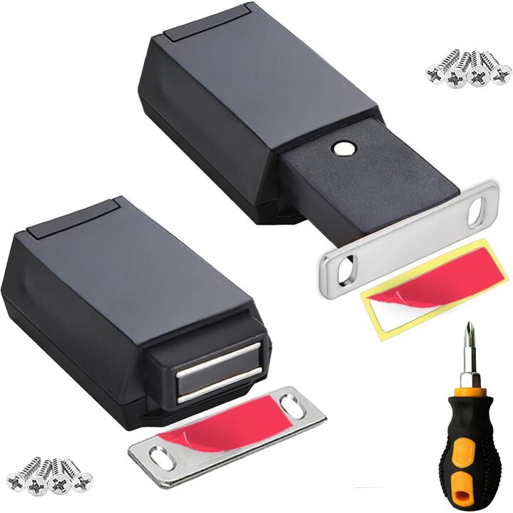 Magnetic Push to Open Cabinet Hardware CBRIVE 2 Pack Heavy Duty Push Latch & Lock for Hidden Door Touch Latches and Catch Magnet