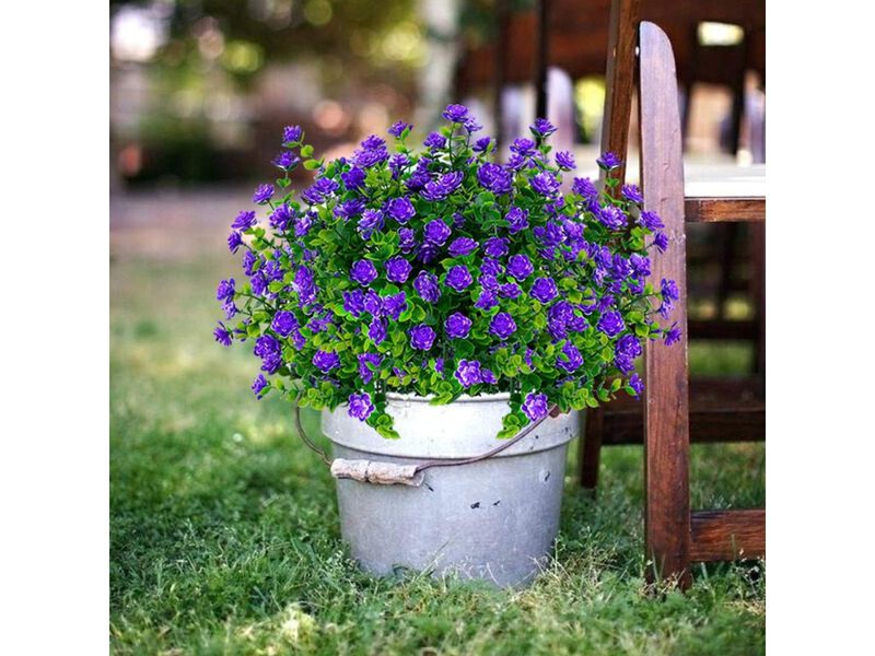 8 Bundle Purple Artificial Hanging Flowers UV Resistant Outdoor Garden Porch image number 2