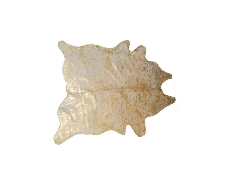 HomeRoots Natural & Gold Cowhide, Microsuede 5' X 7' Natural and Gold Cowhide Area Rug image number 0
