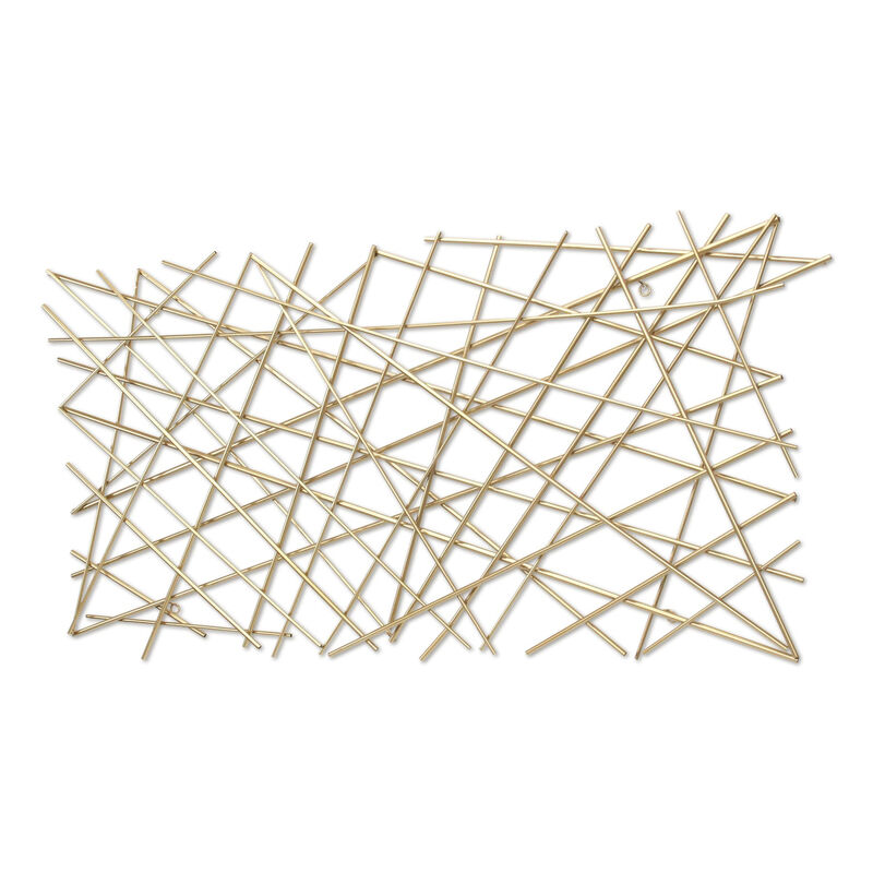 HomeRoots 25" X 49" Gold Abstract Lines Metal Hanging Dimensional Sculpture image number 3