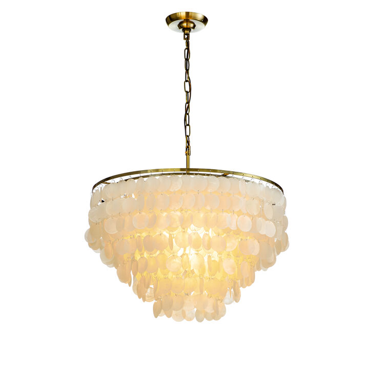 6-light Tiered Coastal Natural Capiz Shell Chandelier