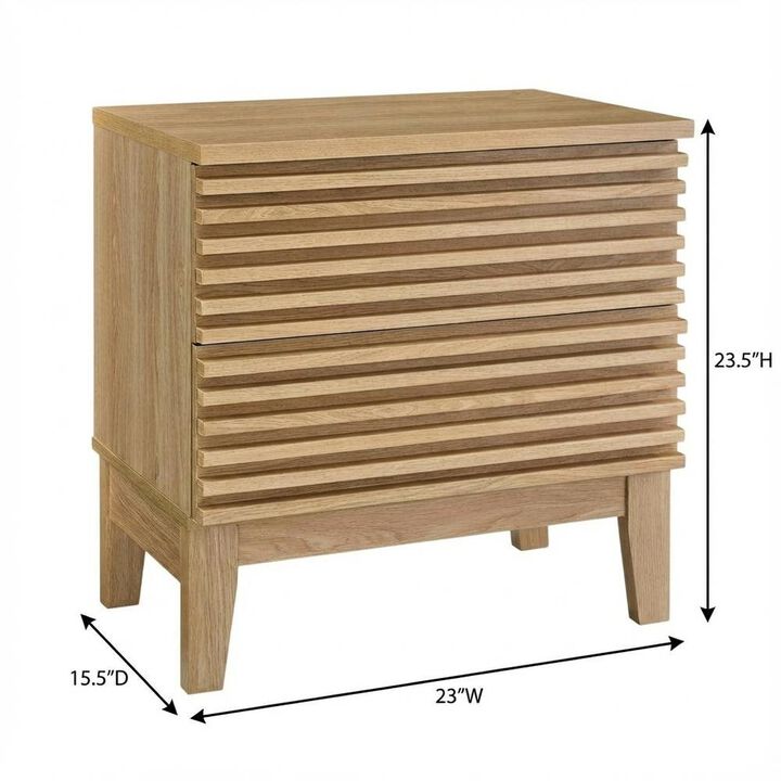 Two-Drawer Nightstand in Brown Modern Finish with Stylish Design