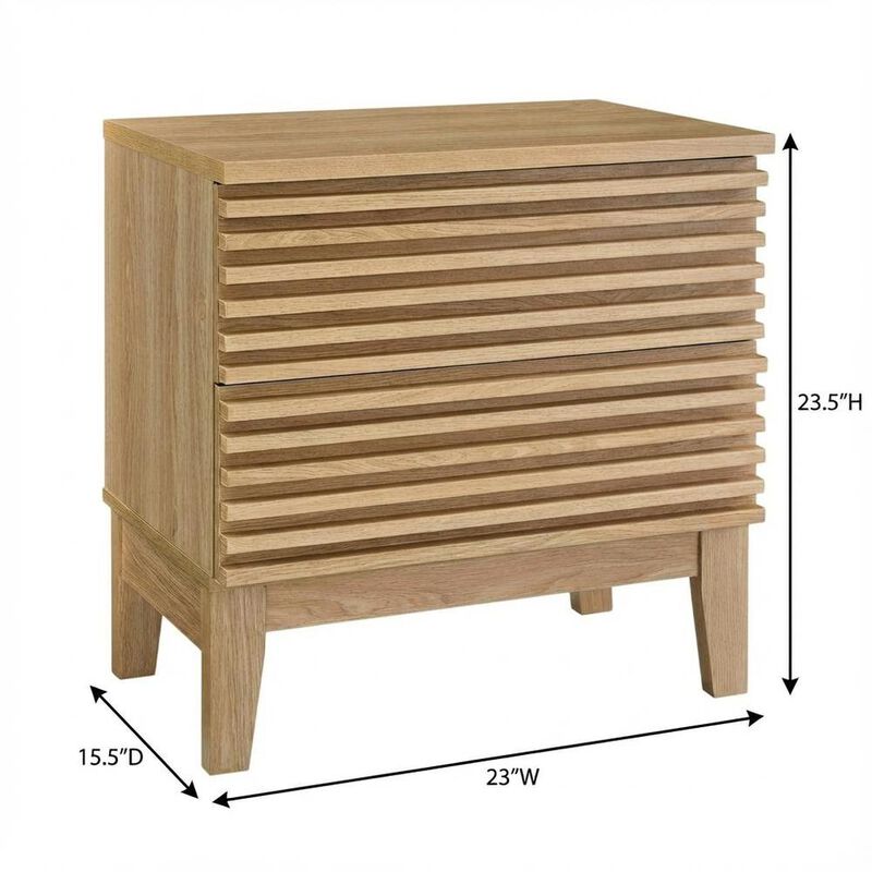 Two-Drawer Nightstand in Brown Modern Finish with Stylish Design image number 1