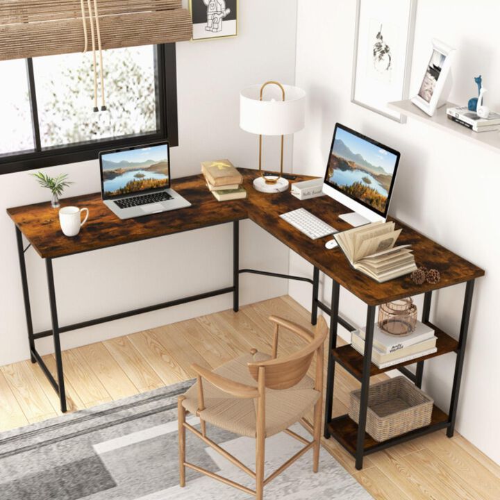 Hivvago L Shaped Computer Desk with 2 Outlets and 2 USB Ports
