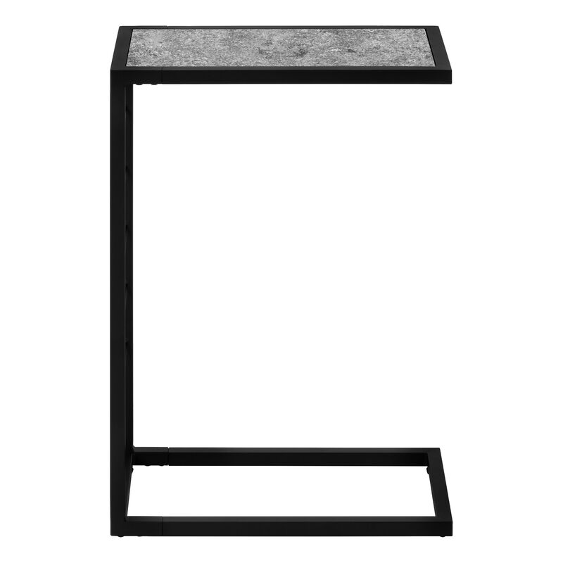 Monarch Specialties I 3301 Accent Table, C-shaped, End, Side, Snack, Living Room, Bedroom, Metal, Laminate, Grey, Black, Contemporary, Modern