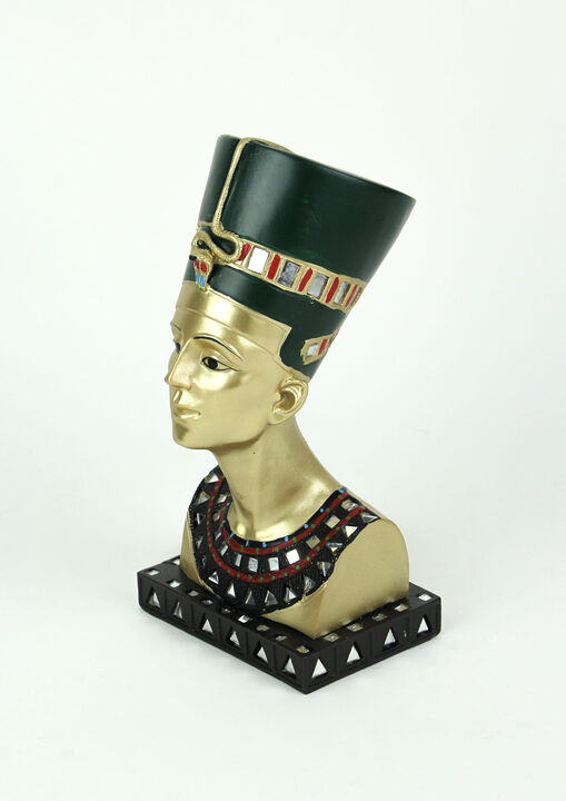 Golden Finished Ancient Egyptian Queen Nefertiti Bust Statue