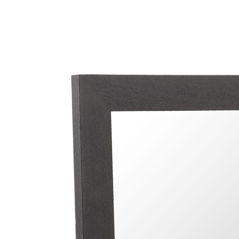 Cid Exie Mirror, 39 Inch Matte Brown Veneer Frame, Silver Accents - Benzara