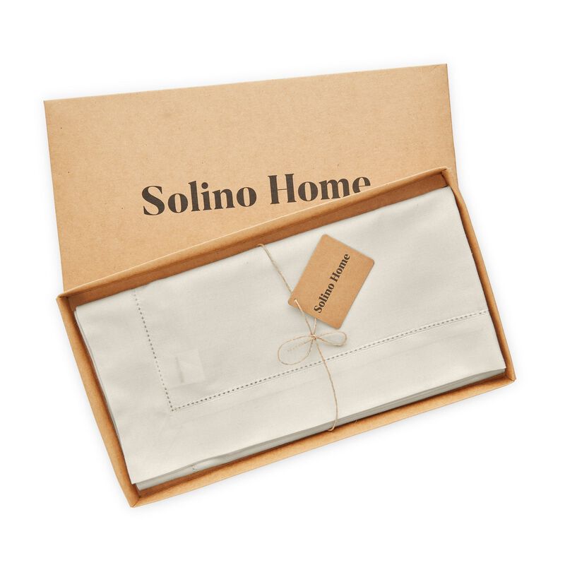 Solino Home Cotton Linen Hemstitch Tablecloth &ndash; Handcrafted, Machine Washable, Perfect for Holiday and Everyday Dining