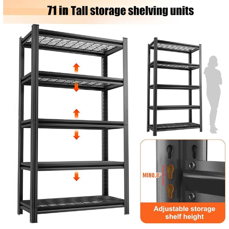 Clihome 5-Layer Metal Multi-Purpose Storage Rack,Boltless Storage Rack with Gourd Hole Design image number 3