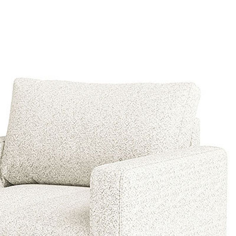 Remy Accent Chair, Bench Seat w Track Arms, Plush Off White Boucle