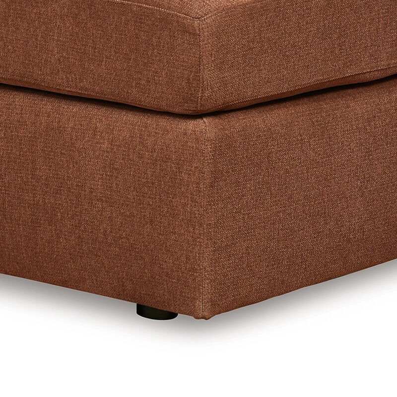 Meso Oversized Square Ottoman, Spice Orange Nuvella Polyester, 32 Inch - Benzara