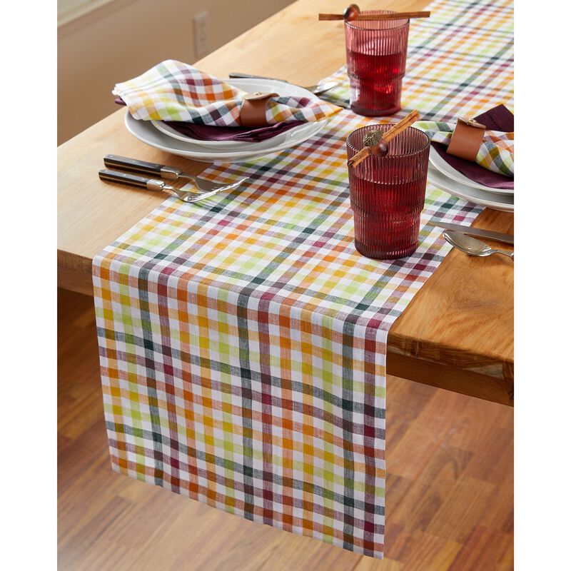 Christmas Linen Table Runner - Gingham Check, Solino Home
