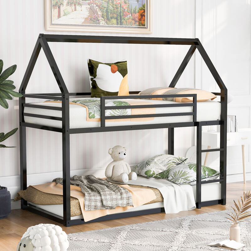 Merax House Bunk Bed with Built-in Ladder