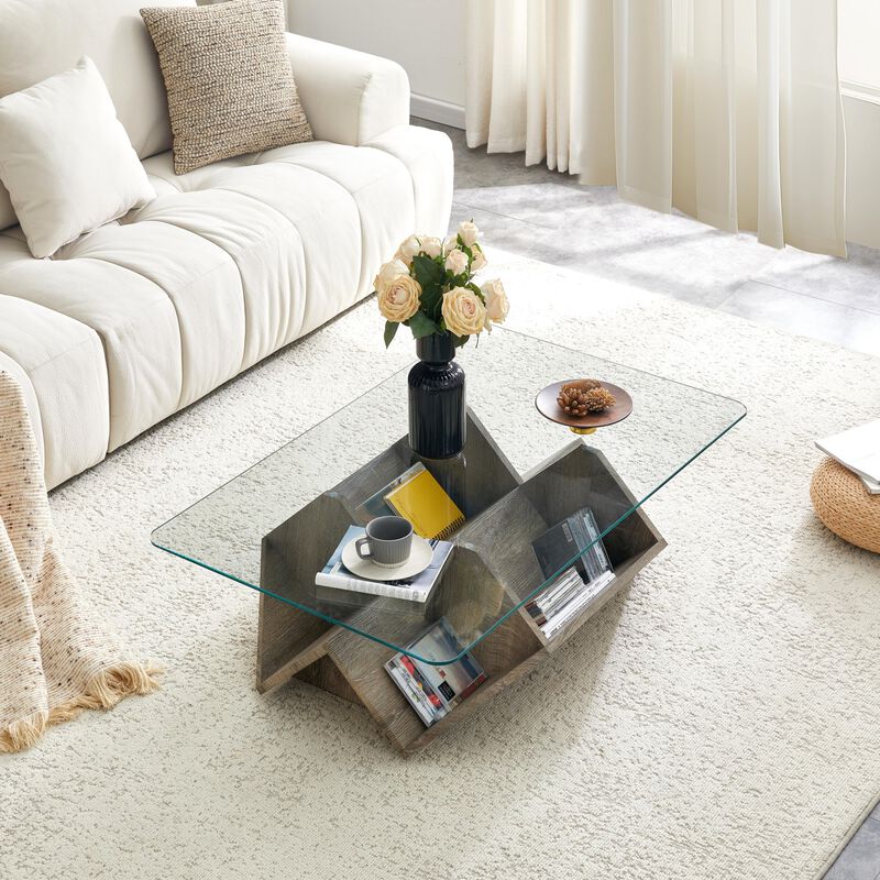 Molcul Tempered Glass & MDF Coffee Table image number 4