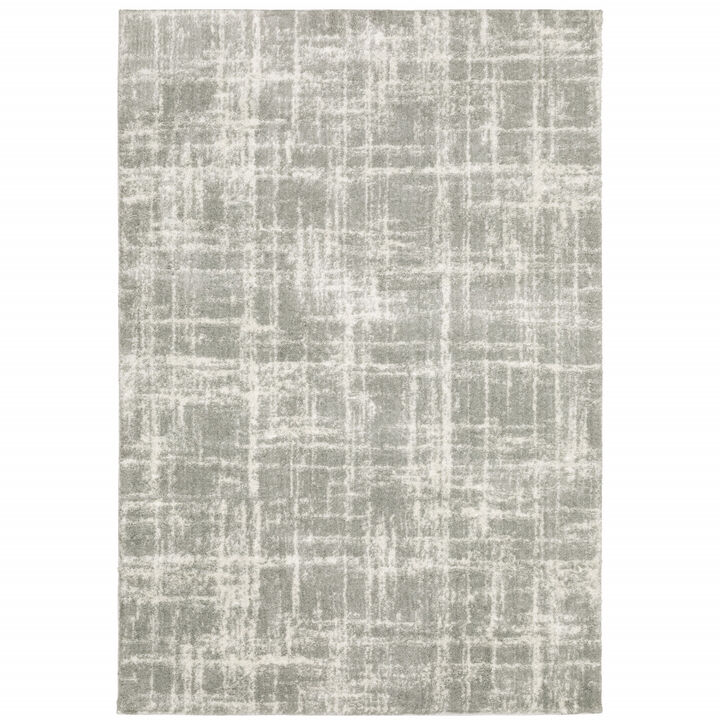 5 X 8 grey And Ivory Abstract Shag Power Loom Stain Resistant Area Rug