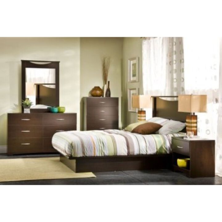 QuikFurn Modern 6-Drawer Bedroom Dresser in Chocolate Wood Finish