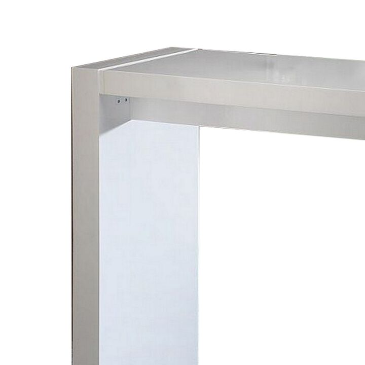 Joey 60 Inch Modern Bar Table, Lacquered White Finish, Composite Wood Frame-Benzara