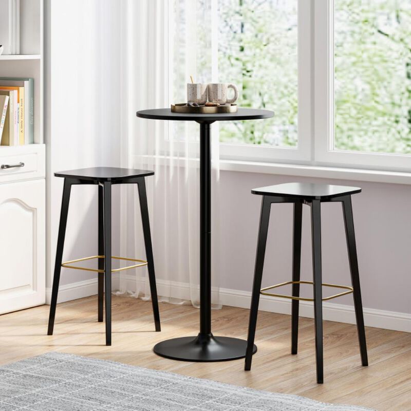 Hivvago Modern Round Cocktail Table with Metal Base and MDF Top